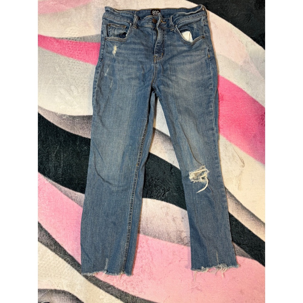 BDG Urban Outfitters Kick Flare High Rise Cropped Distressed Jeans Blue Size 28